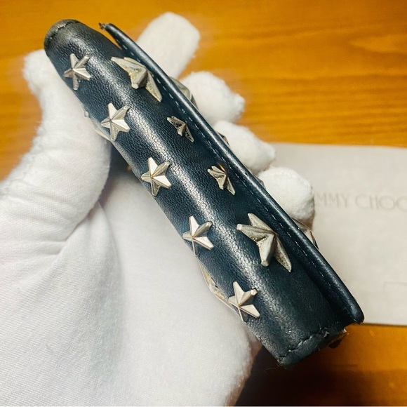 EUC Jimmy Choo Starred Studded Black Neptune Leather 6 Key Ring Case - Picture 11 of 17